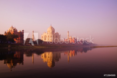 Picture of Beautiful Scenery Of Taj Mahal And A Body Of Water